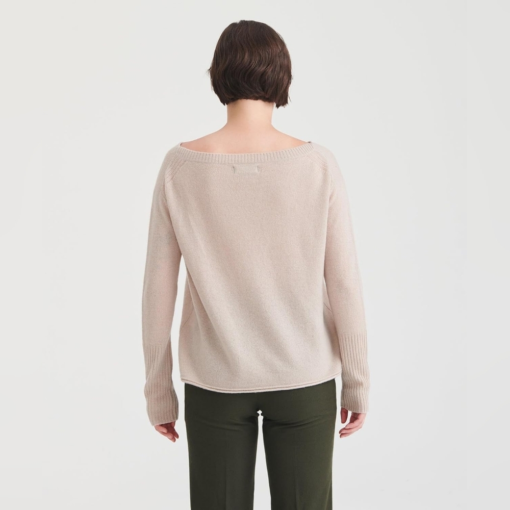 NAADAM 100% Cashmere Boatneck Sweater Cream Off Shoulder Size S NWT - Picture 2 of 11